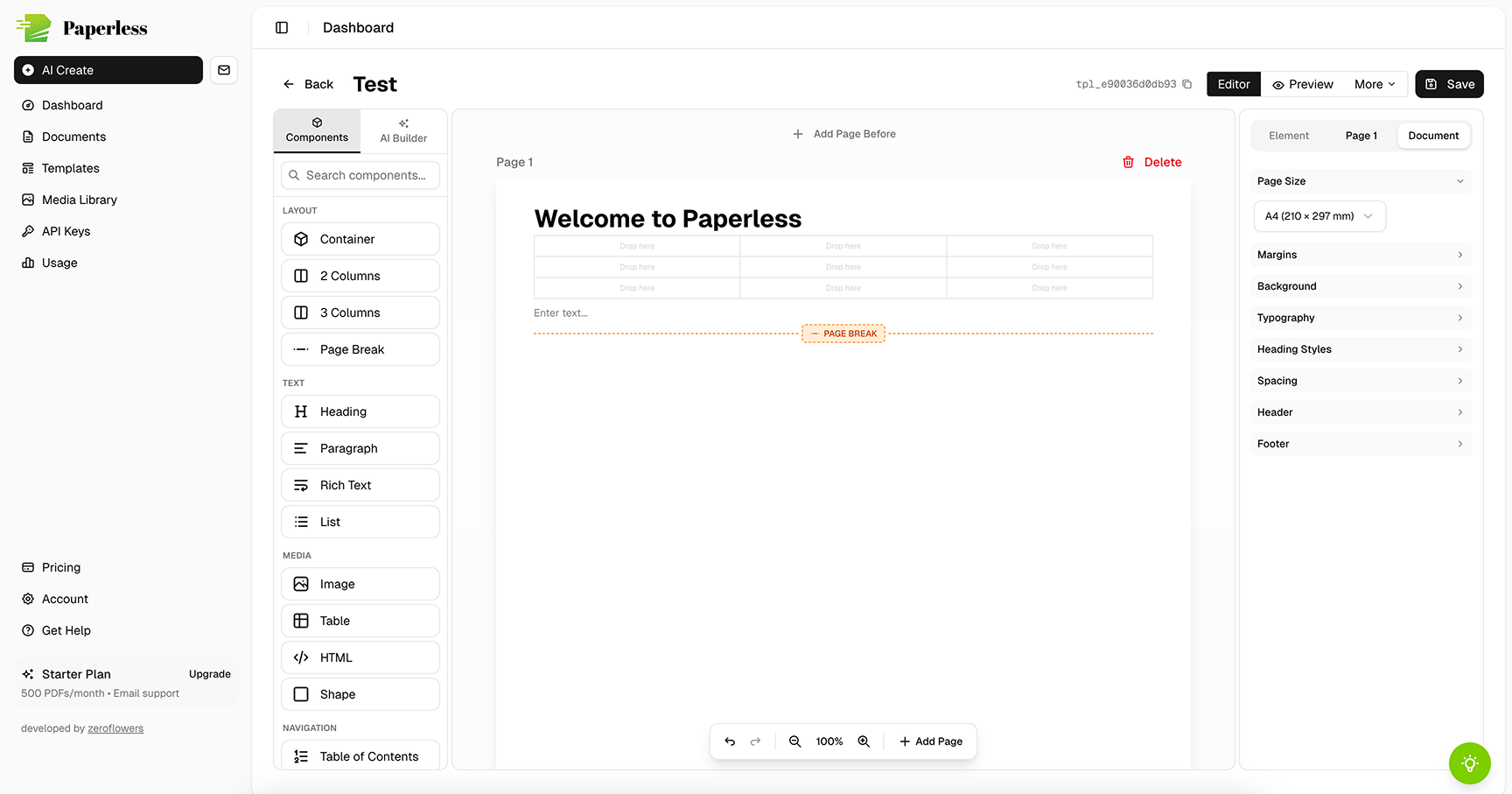 Paperless PDF Generator
